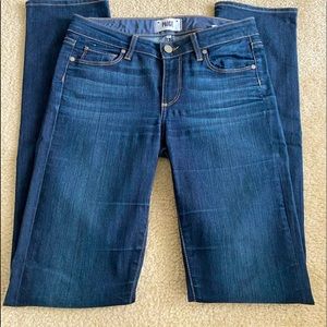 EUC Paige Dark Denim Skyline Straight Jeans Size 28